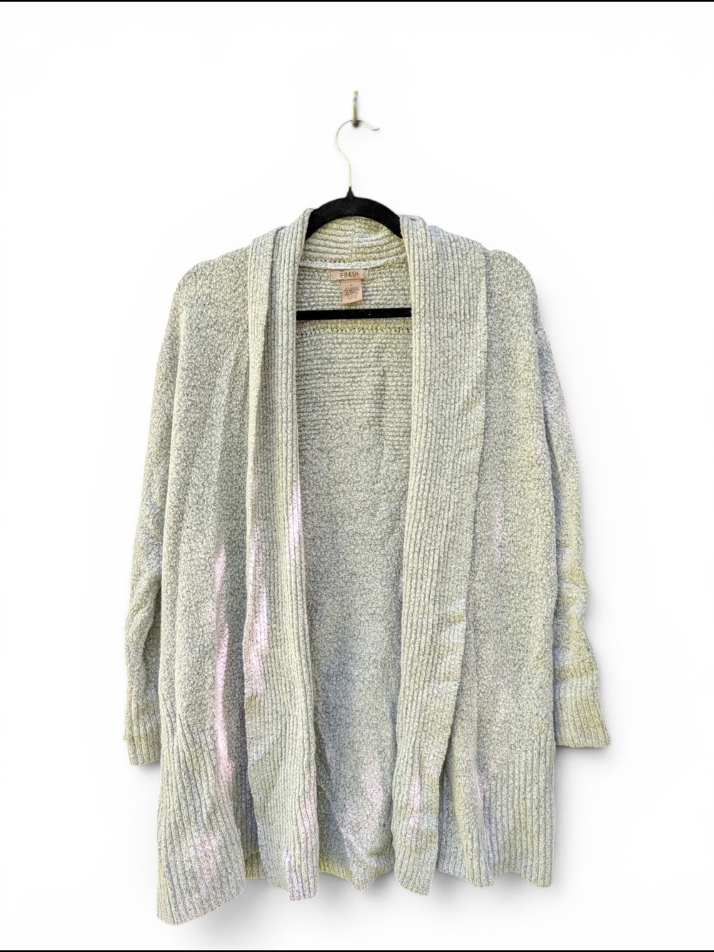 fresh Open-Front Chenille Cardigan - Light Gray
